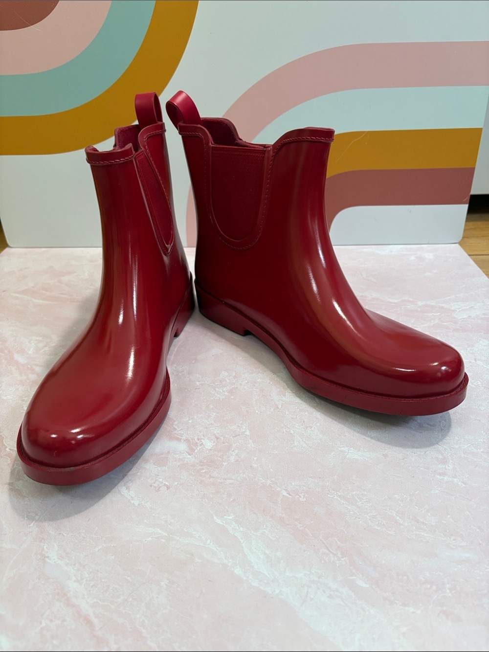 Coach Red Gloss Tyler Rain Boots 10B